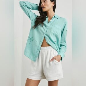 NEW Rails Linen Long Sleeve Button Up Shirt Size M